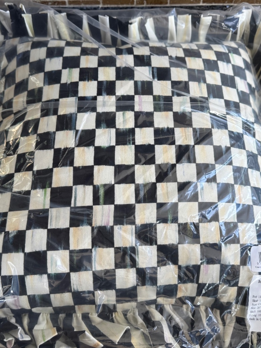 Mackenzie Childs COURTLY STRIPE 20" Square RUFFLE Decorator Pillow  NEW